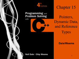 Chapter 15 Pointers, Dynamic Data, and Reference Types