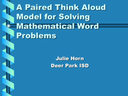 A Paired Think Aloud Model for Solving Mathematical Word