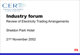Industry forum - Commission for Energy Regulation | CER.IE