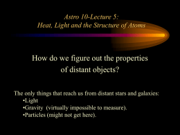 Astro 10-Lecture 5: Heat, Light and the Structure of Atoms