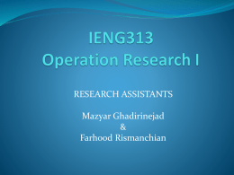 IENG313 Operation Research I
