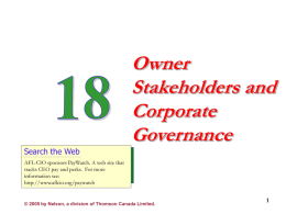 Owner Stakeholders and Corporate Governance