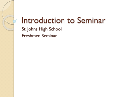 Introduction to Seminar - St. Johns Public Schools