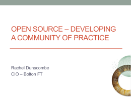 Open Source – Developing a Community of Practice