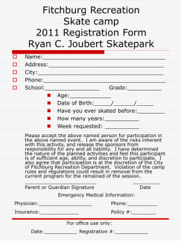 Fitchburg Recreation Skate camp 2011 Registration Form