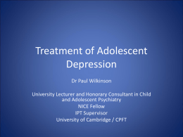 Treatment of Adolescent Depression