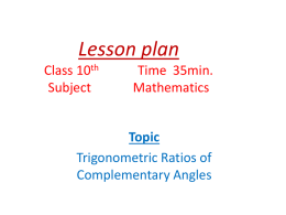 Lesson plan Class 10th Time 35min. Subject Mathematics