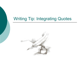 Writing Tip: Integrating Quotes