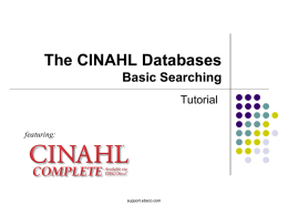 CINAHL Databases - Basic Searching PPT