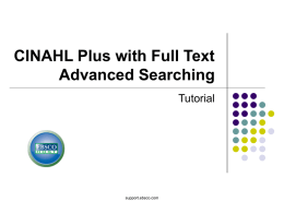 CINAHL Basic Searching - The Christ College of Nursing and