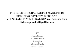 THE ROLE OF RURAL FACTOR MARKETS IN REDUCING …