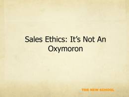 Sales Ethics: It’s Not An Oxymoron