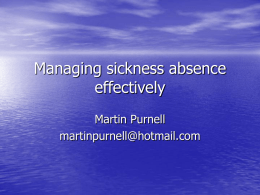 Managing sickness absence effectively
