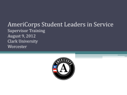 AmeriCorps Student Leaders in Service Supervisor Training