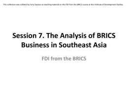 Session 7. The Analysis of BRICS Business in Southeast Asia