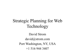 Strategic Planning for Web Technology