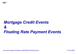 OVERVIEW OF CREDIT DERIVATIVES MARKETS Presentation to