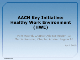 AACN Key Initiative: Healthy Work Environment (HWE)