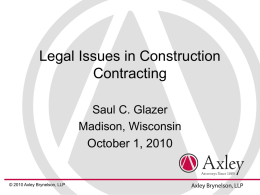 Legal Issues in Construction Contracting