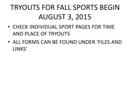 EVERYTHING YOU NEED TO KNOW TO TRYOUT FOR A FALL …
