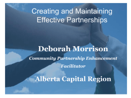 Creating and Maintaining Effective Partnerships
