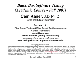 Black Box Software Testing: Fall 2001