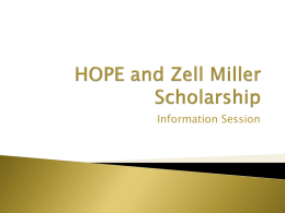 HOPE/ ZELL Miller Scholarship
