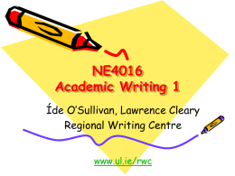 NS4016: Writing the Literature Critique 1