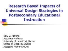 Universal Design for Instruction: Practical Techniques for