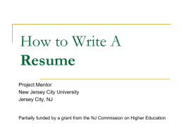 resumenjcu - New Jersey City University
