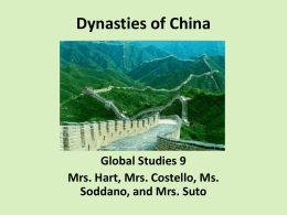 Dynasties of China - Saugerties Central Schools