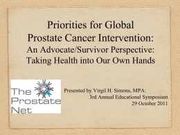 Priorities for Global Prostate Cancer Research: An