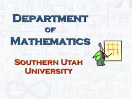 Department of Mathematics - Southern Utah University