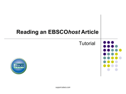 Reading an Article on EBSCOhost Tutorial (PowerPoint)