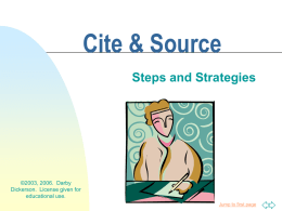 Cite & Source: Steps and Strategies