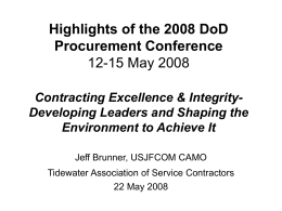 Highlights of the 2008 DoD Procurement Conference 12