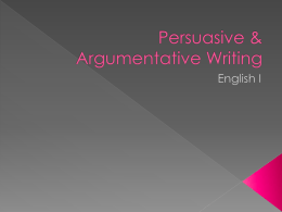 Persuasive & Argumentative Writing