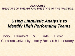 Linguistic Style and Performance Among Distributed Groups