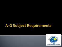 A-G Subject Requirements