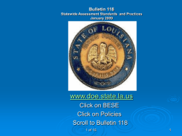 Bulletin 118 Statewide Assessment Standards and Practices