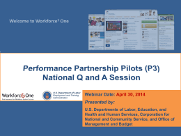 Performance Partnership Pilots (P3)National Q and A Session