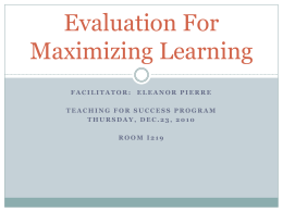 Evaluation For Maximizing Learning
