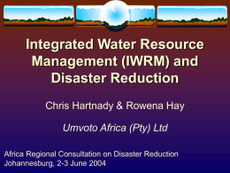 IWRM and Disaster Reduction