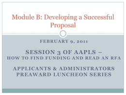 Module B: Developing a Successful Proposal