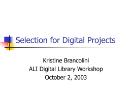 Selection of Digital Projects