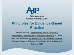 Principles for Evidence-Based Practice