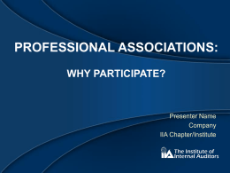 Professional Associations - Why Participate