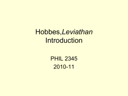 Hobbes, Introduction - University of Hong Kong