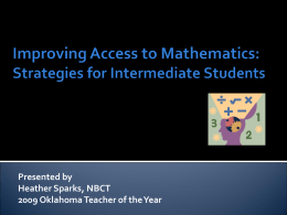 Improving Access to Mathematics: Strategies for Elementary