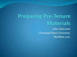 Preparing Pre-Tenure Materials